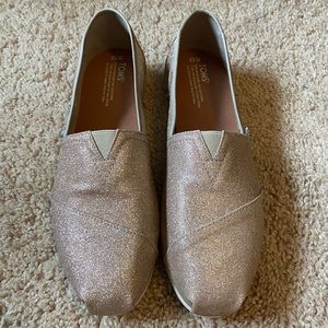 TOMS Rose Gold Glitter Canvas Wrap Classic Shoes